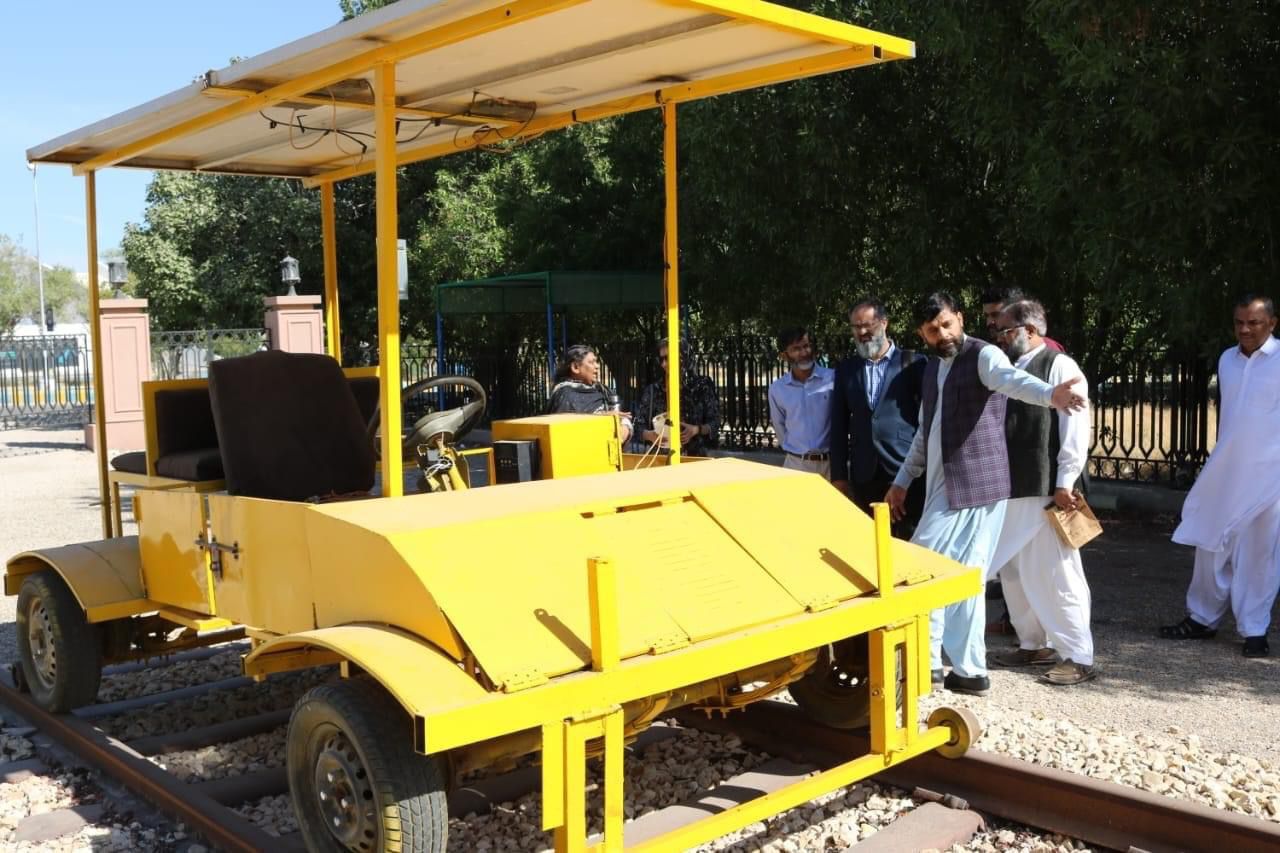 NCRAAI team with the auxiliary railway track recording vehicle at MUET