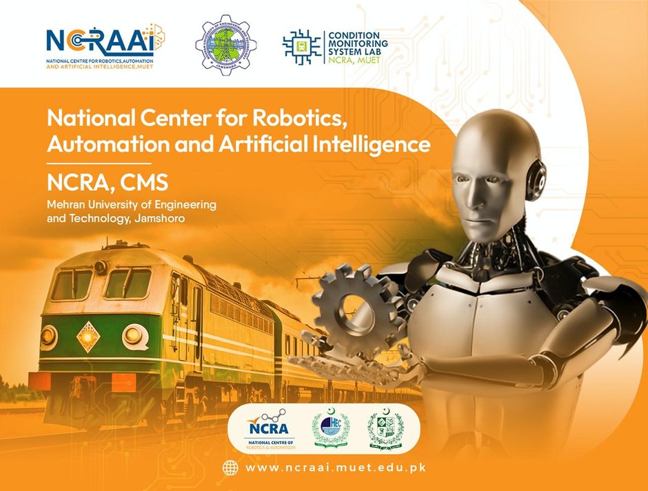 Cover of the NCRAAI, MUET booklet: National Center for Robotics, Automation and Artificial Intelligence, NCRA-CMS, MUET Jamshoro